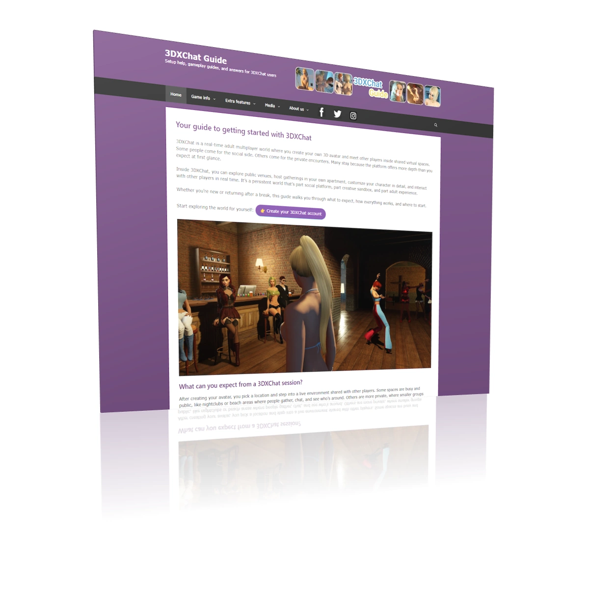 screenshot of the 3dxchatgame.com website homepage