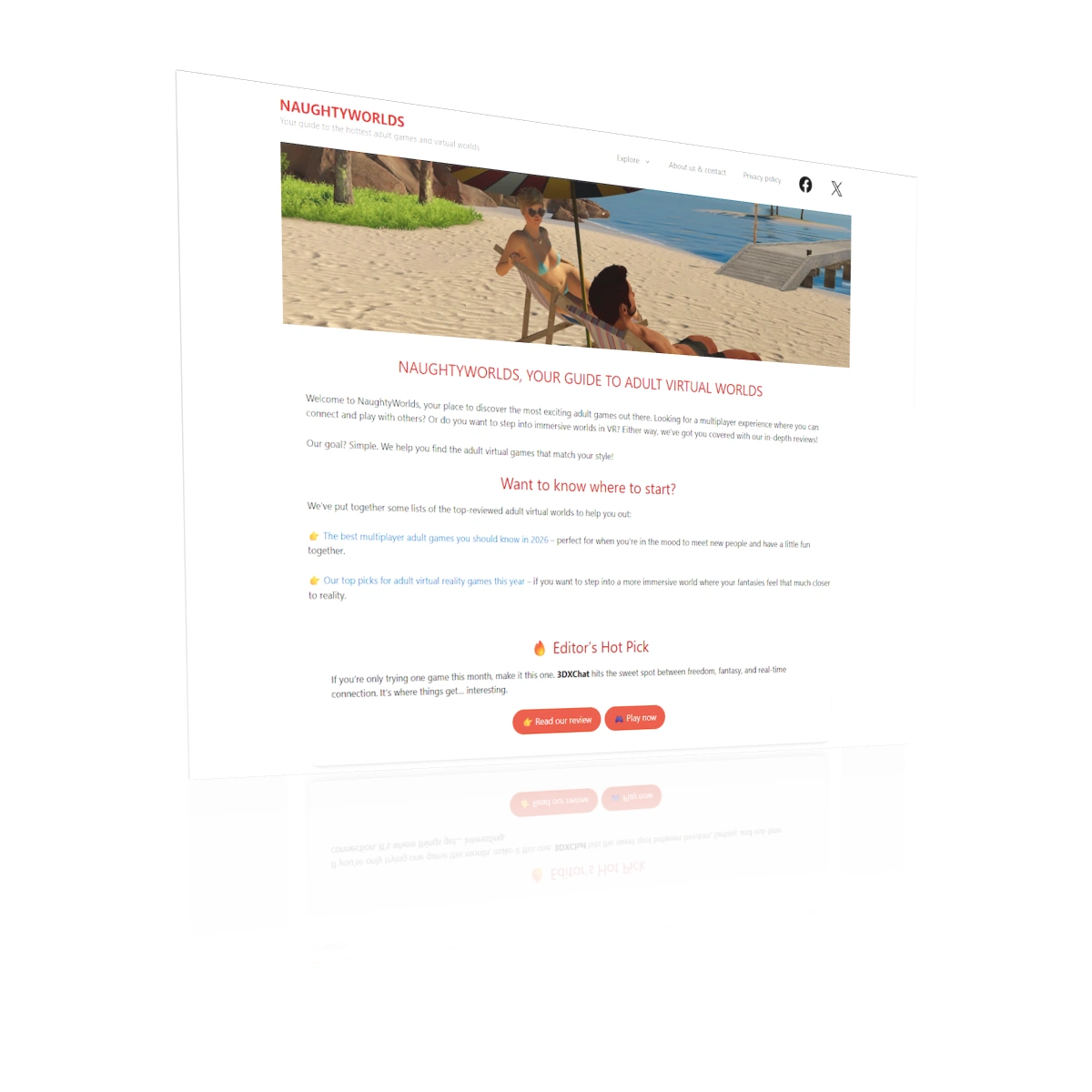 screenshot of the naughtyworlds.com website homepage